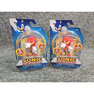 (2) Sonic The Hedgehog Knuckles Action Figures 2.5" Mini Surprise Collector Card